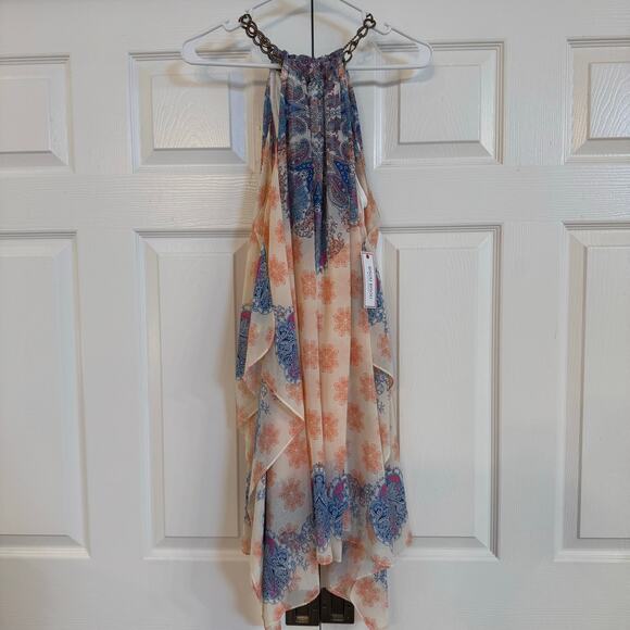 Bisou Bisou Women’s Michelle Bohbot Tank Scarf Slip Dress Chain Link Neck Sz 10 - Picture 2 of 12